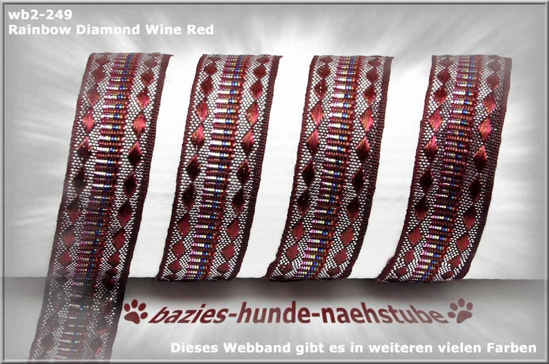 wb2-249- 18mm Breite - Design "Rainbow Diamond Wine Red"